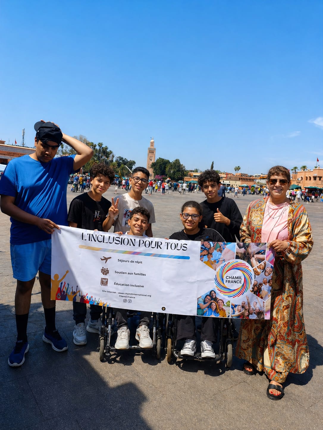 Le groupe Chamil France sur une place de Marrakech