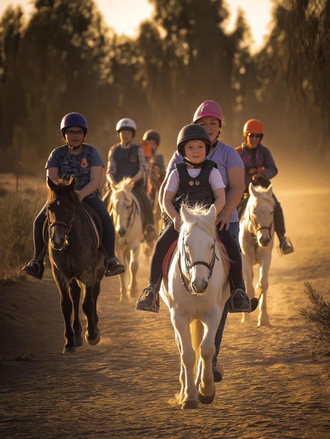 Balade à cheval au coucher du soleil